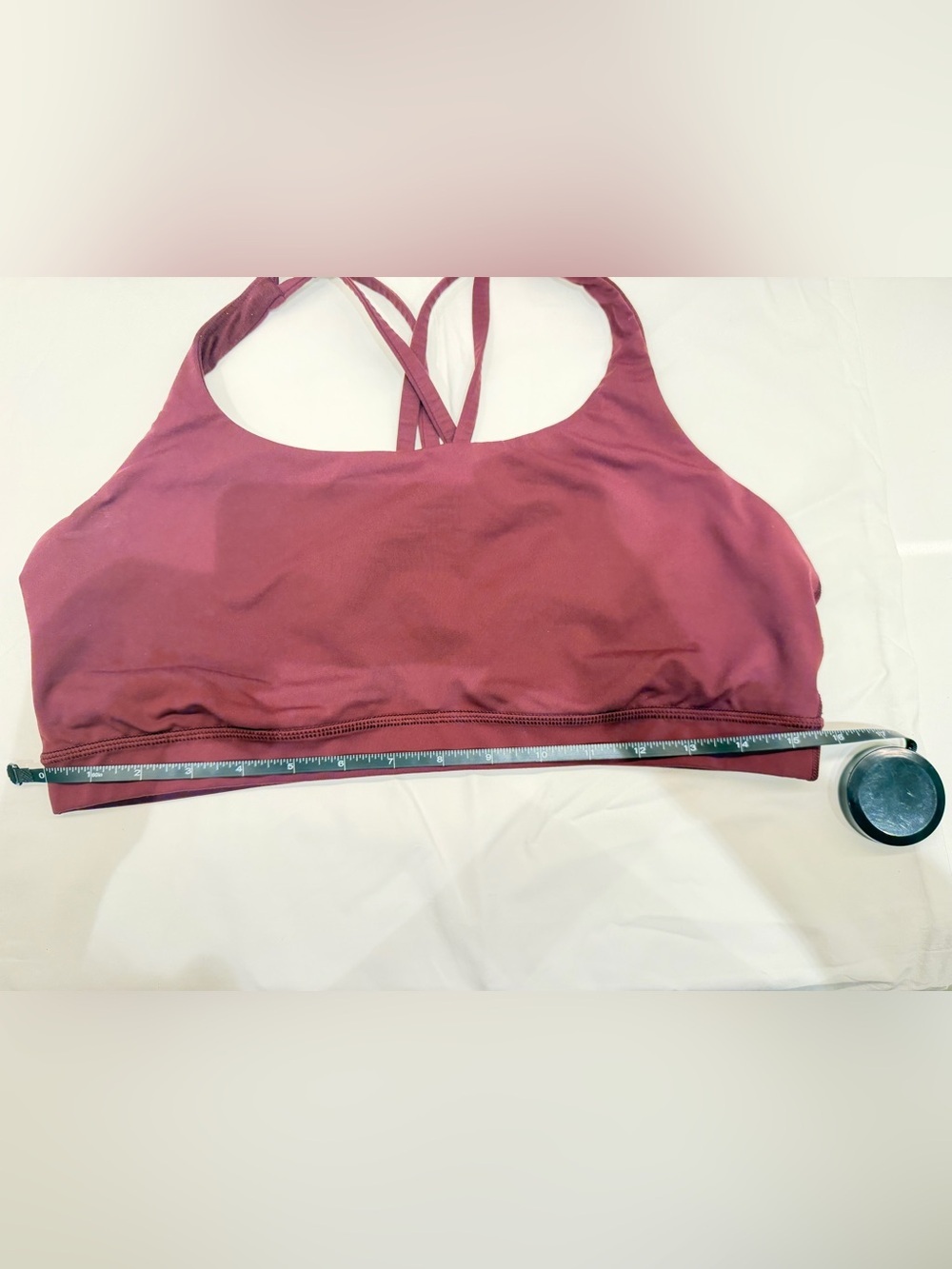 lululemon Energy Bra Strappy Criss-Cross Back Size 12 Aubergine Burgundy - Picture 5 of 7